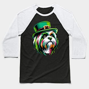 Lhasa Apso Celebrates Saint Patrick's Day Festively Baseball T-Shirt